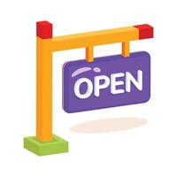 A trendy 2d icon of hanging open sign vector