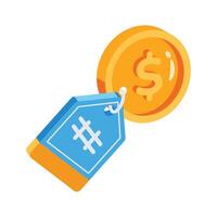 Well crafted 2d icon of price tag with dollar coin vector