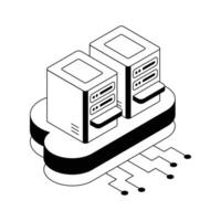 Grab this isometric icon of dynamic cloud servers. vector