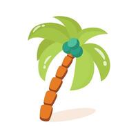 Trendy 2d icon of tall palm tree beside beach vector