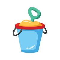 Get this 2d icon of sand bucket with spade vector