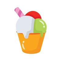 A captivating 2d icon showing delicious summer ice cream vector