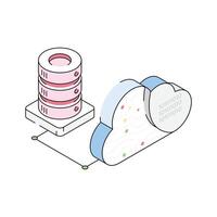 Visually engaging isometric icon for secure cloud database vector
