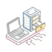 Well designed isometric icon of laptop server interface vector