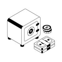 Well designed isometric icon of a secure money vault. vector