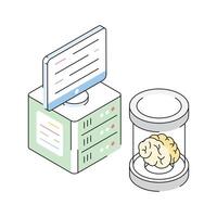 Trendy isometric icon featuring futuristic ai server system vector