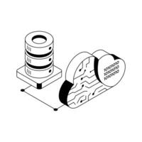 Visually engaging isometric icon for secure cloud database. vector