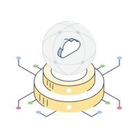 Premium isometric icon of a cloud network system vector