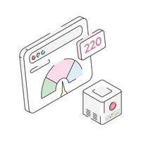 Trendy isometric icon representing web performance tracking vector