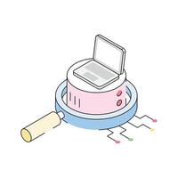 A visually appealing isometric icon of data search tool vector