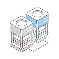 An isometric icon showing powerful server infrastructure setup vector