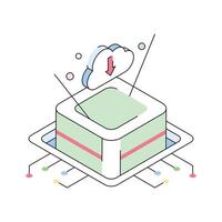 Trendy isometric icon representing cloud download feature vector