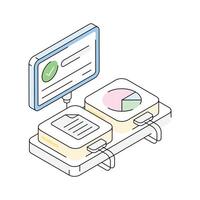 Visually engaging isometric icon representing data file content vector