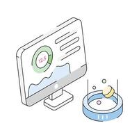 An amazing isometric icon visualizing data performance metrics vector