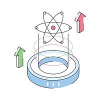 A premium isometric icon representing quantum computing tech vector