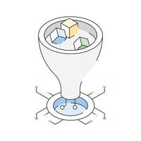 A modern isometric icon of data funnel process vector