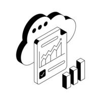 Premium isometric outline icon representing cloud analytics field. vector