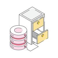 A well designed isometric icon of centralized database vector