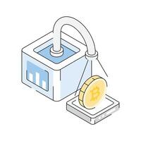A modern isometric icon of bitcoin faucet service vector