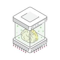 A captivating isometric icon illustrating advanced ai brain vector