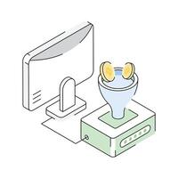 A well crafted isometric icon of bitcoin filter function vector