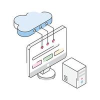 Trendy isometric icon of cloud computing in progress vector