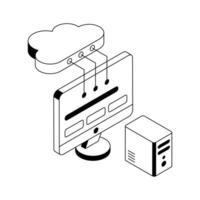 Trendy isometric icon of cloud computing in progress. vector