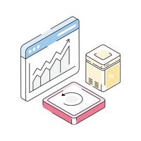 A captivating isometric icon illustrating web analytics clearly vector