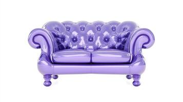 A purple couch with a white background photo