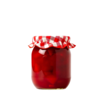 A jar of pickled red cabbage with a red and white checkered cloth png