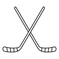 Hockey sticks icon. Outline hockey sticks icon for web design isolated on white background vector