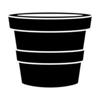 Plant pot flat icon. black symbol. Pictogram is isolated on a white background. Trendy flat style illustration for web site design, , ads, apps, user interface. vector