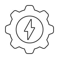 gear settings with lightning icon over white background, line style, illustration vector