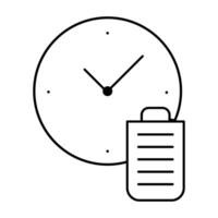 time clock with clipboard line style icon design of time tool and measure theme illustration vector