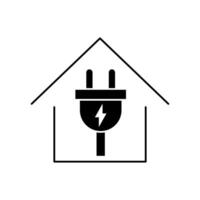 Electrical plug in the house icon. Simple illustration on white background. vector