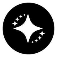 Sparkle web icon or sign black color in circle illustration flat style. vector