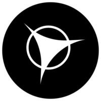 Compass icon. Style is flat black icon symbol, white color, rounded angles, white background. vector