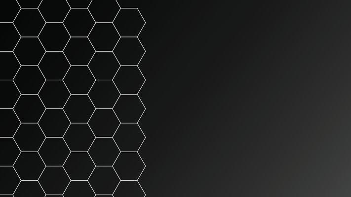 Hexagonal honeycomb structure, sleek black backdrop, digital technology wallpaper, stylish abstract art