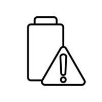battery power level with warning triangle illustration design thick line icon vector