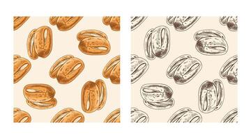 Hand-drawn vintage seamless pattern of bread rolls with crusty tops in color ink engraving style vector