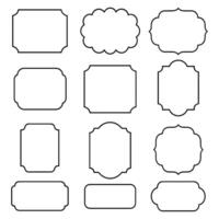 Blank Label Frame Shapes Set Outline Decorative Border Templates vector