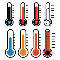 Thermometer Icon Set Temperature Gauge Vectors for Weather and Health Design