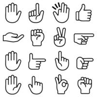 Hand Gesture Icons Outline Symbol Set for Communication and Interface Design vector