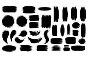 Black Brush Stroke Set Abstract Paint Texture Ink Shapes Collection vector