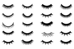 Eyelash Silhouette Set Various Styles of False and Natural Lash Icons vector