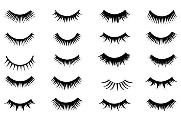 Eyelash Silhouette Set Various Styles of False and Natural Lash Icons