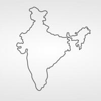 Simple outlined map of India on plain white background showcasing country shape vector
