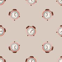 Retro alarm clock pattern in pastel colors vector