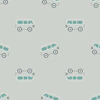 Outlined retro bus pattern on soft green background vector