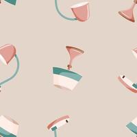 Retro table lamp seamless pattern in pastel colors vector